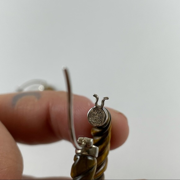 Tigers Eye Twisted Hoops - Picture 2 of 6